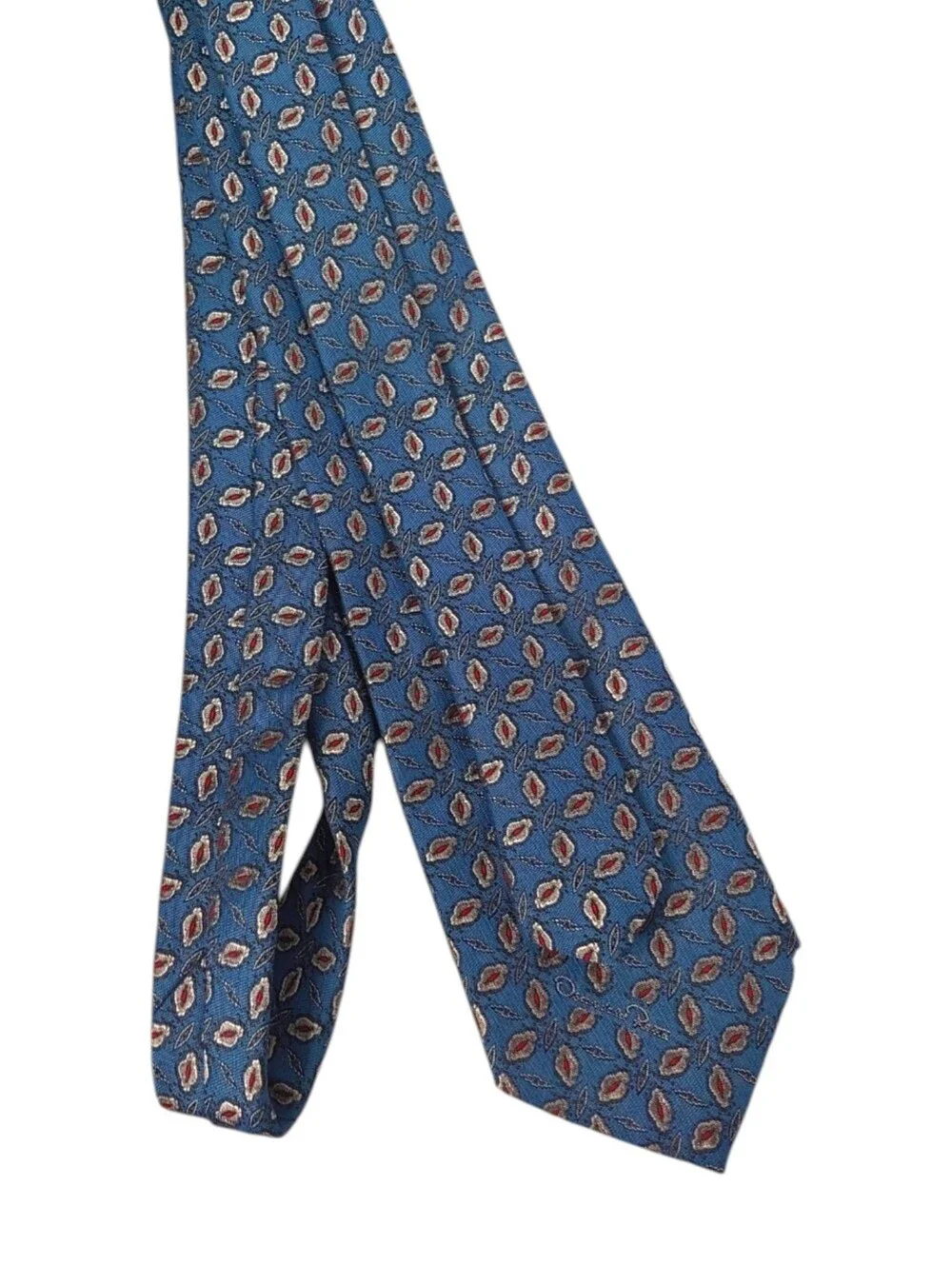 Oscar de la Renta Men’s Blue Geometric Pattern Silk Tie